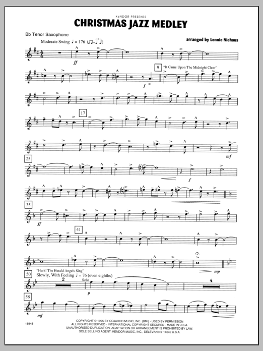 Download Niehaus Christmas Jazz Medley - Tenor Sax Sheet Music