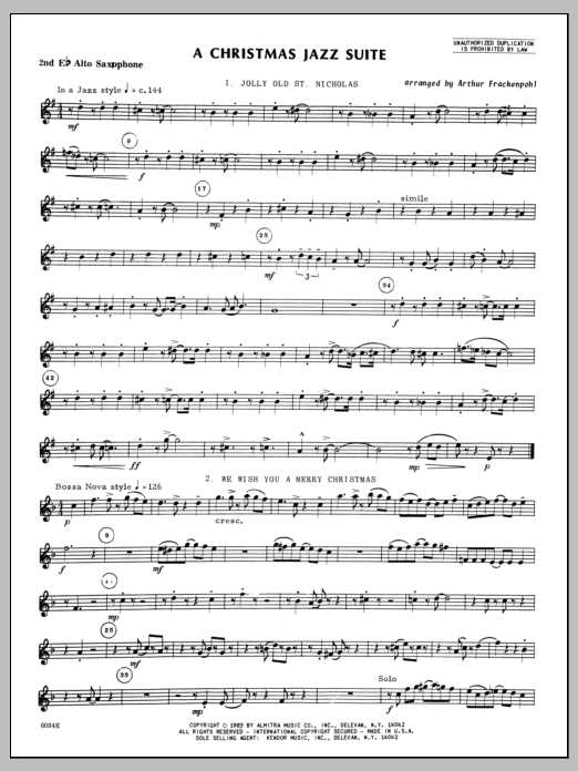 Download Arthur Frackenpohl Christmas Jazz Suite, A - Alto Sax 2 Sheet Music