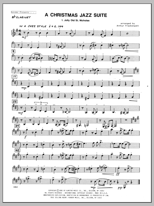 Download Arthur Frackenpohl Christmas Jazz Suite, A - Bb Clarinet Sheet Music