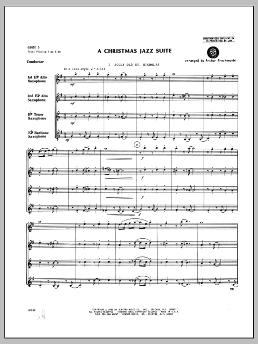 Download Arthur Frackenpohl Christmas Jazz Suite, A - Full Score Sheet Music