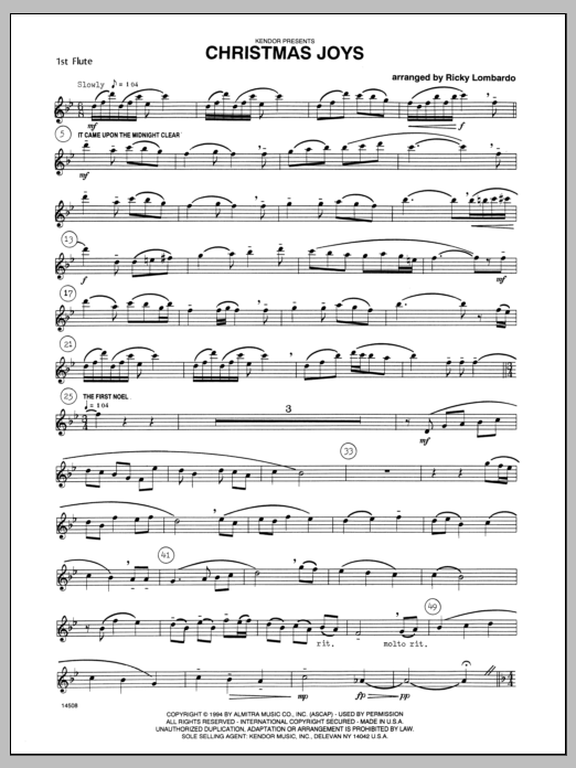 Download Lombardo Christmas Joys - Flute 1 Sheet Music