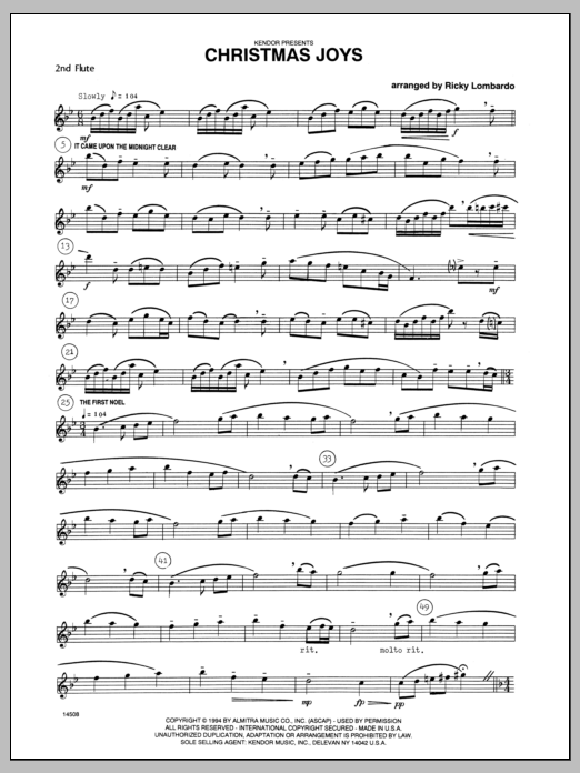 Download Lombardo Christmas Joys - Flute 2 Sheet Music
