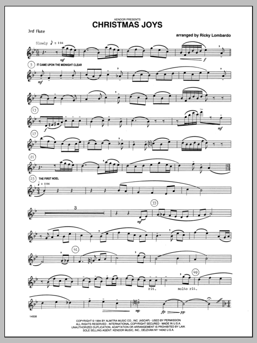 Download Lombardo Christmas Joys - Flute 3 Sheet Music