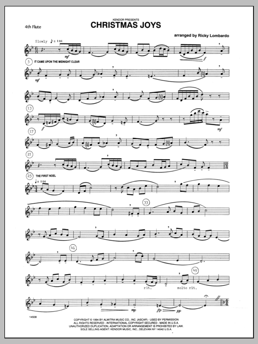 Download Lombardo Christmas Joys - Flute 4 Sheet Music
