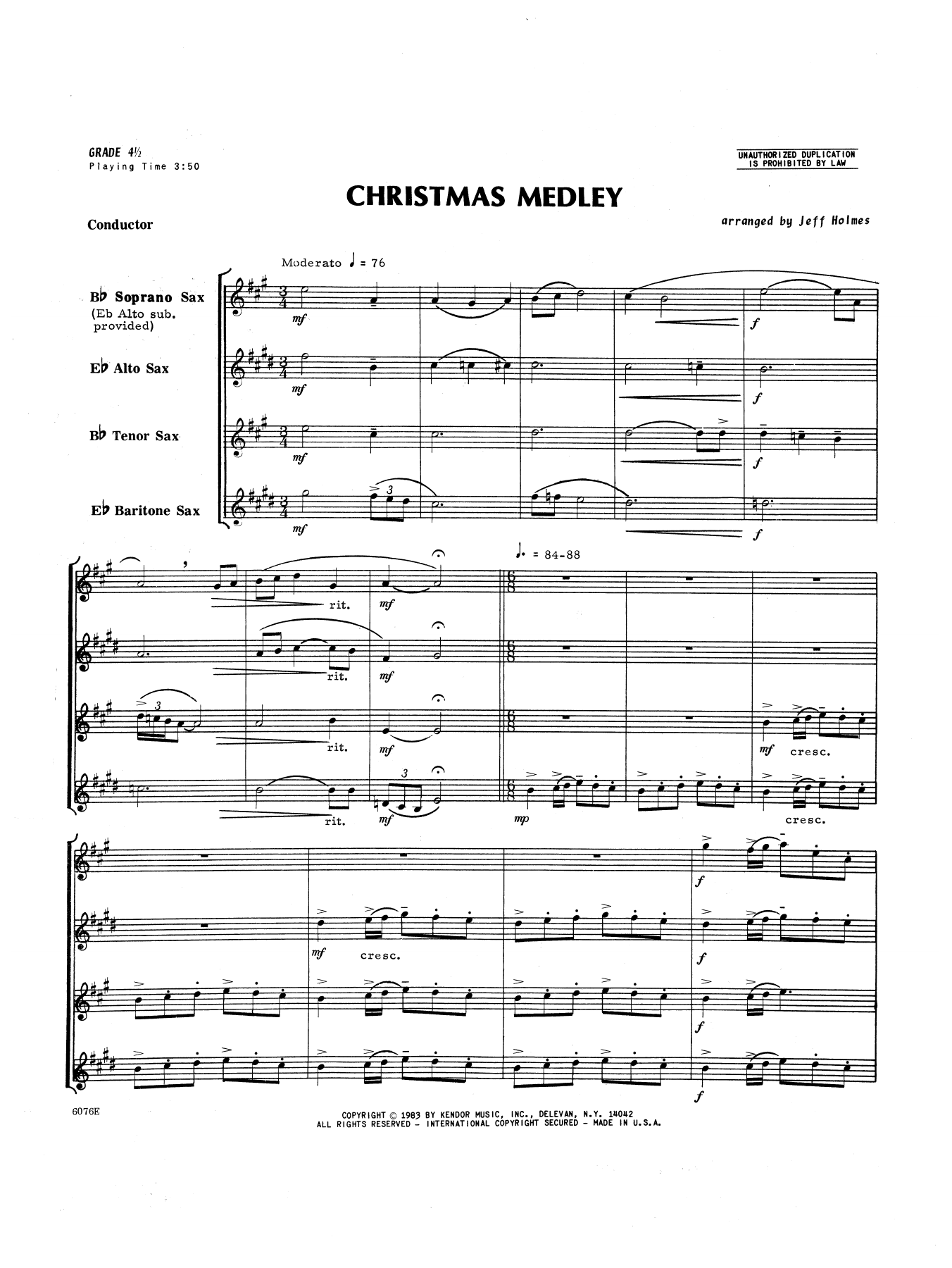 Download Holmes Christmas Medley - Full Score Sheet Music