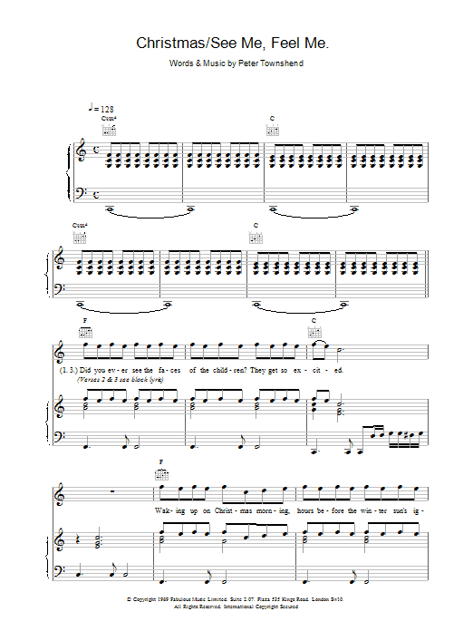 The Who Christmas/See Me Feel Me sheet music notes printable PDF score