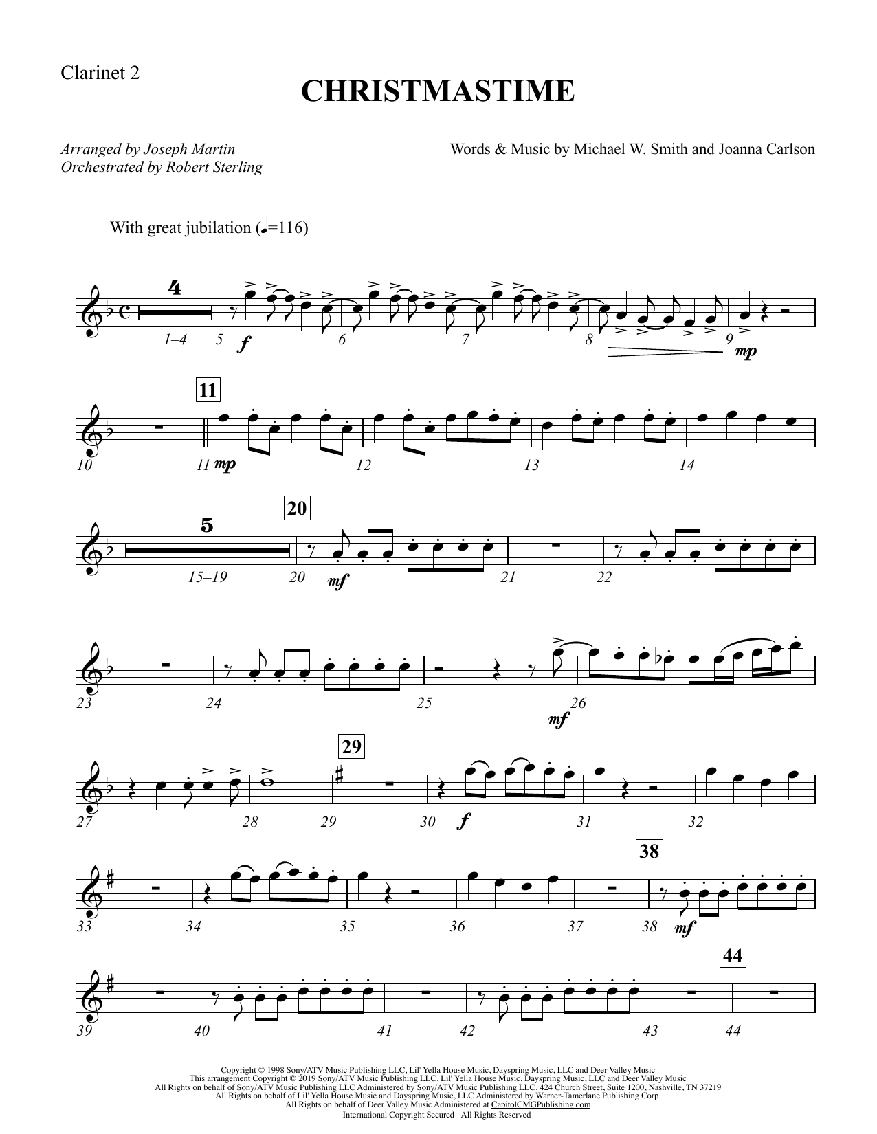 Download Michael W. Smith & Joanna Carlson Christmastime (arr. Joseph M. Martin) - Sheet Music