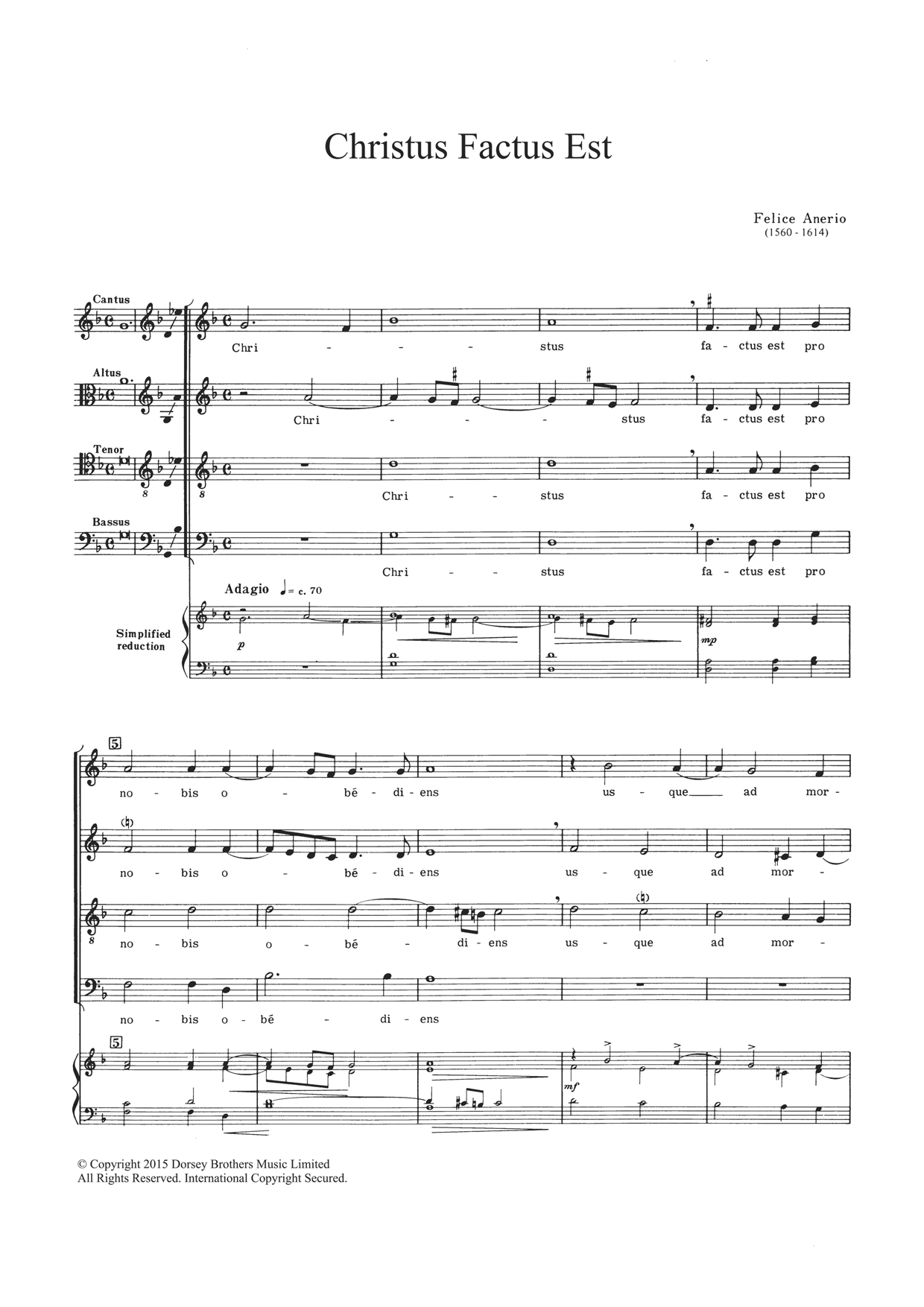 Download Felice Anerio Christus Factus Est Sheet Music