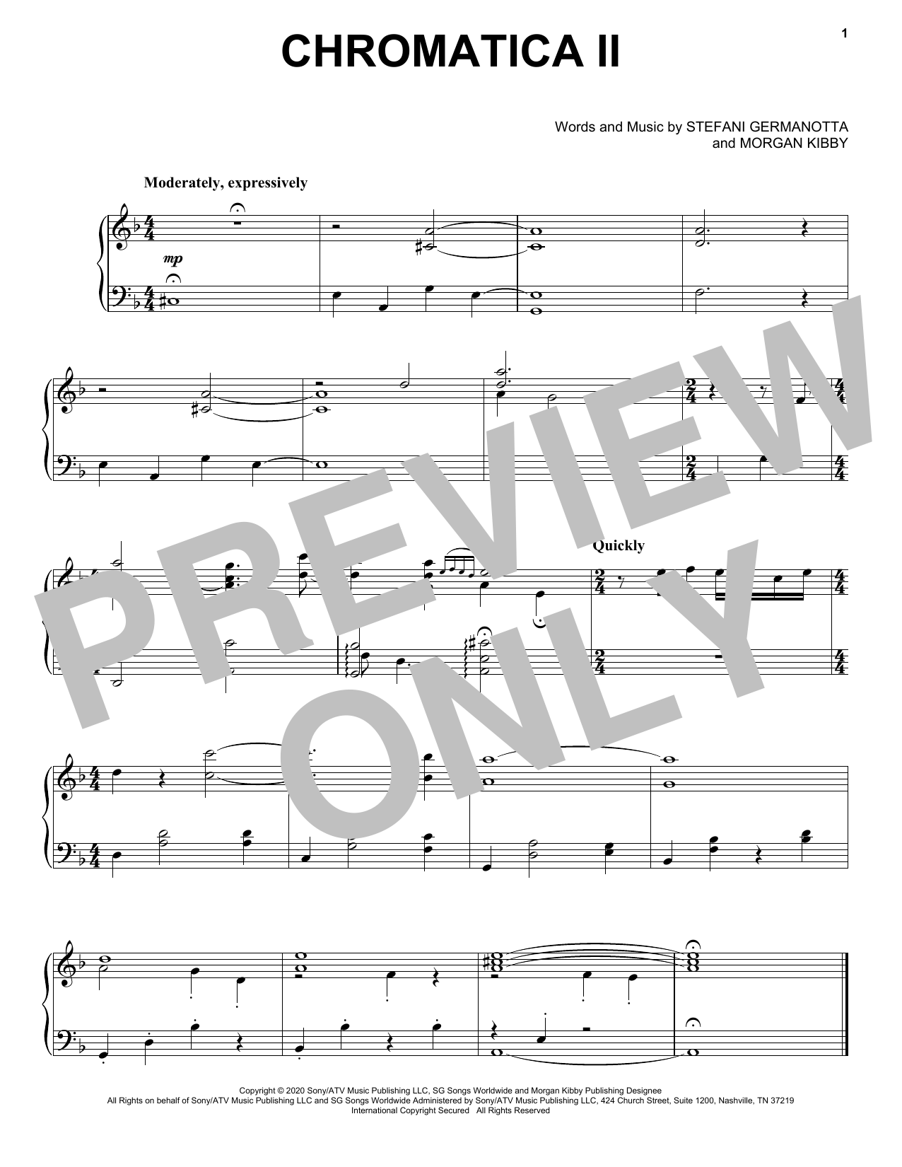 Download Lady Gaga Chromatica II Sheet Music