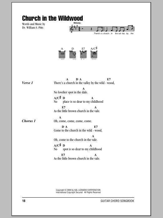 Download Dr. William S. Pitts Church In The Wildwood Sheet Music