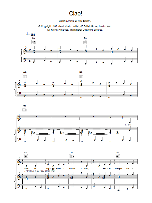 Lush Ciao! sheet music notes printable PDF score