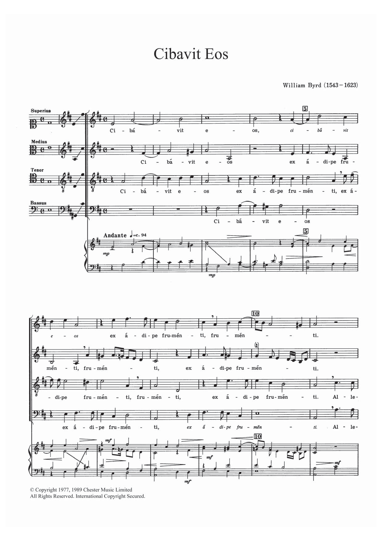 Download William Byrd Cibavit Eos Sheet Music