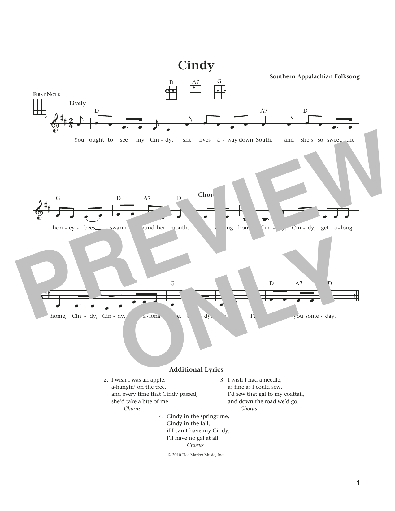Download Southern Appalachian Folksong Cindy (from The Daily Ukulele) (arr. Li Sheet Music