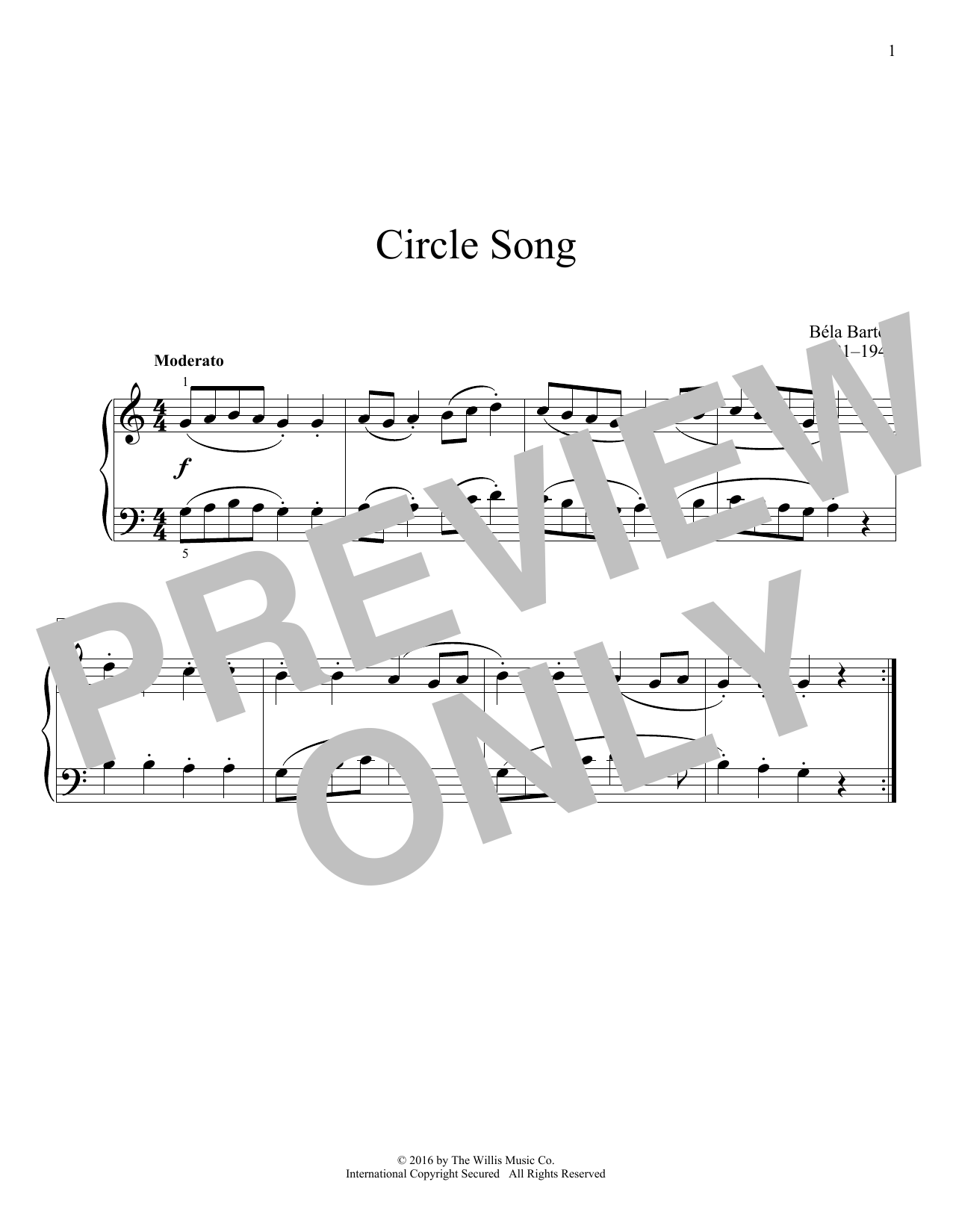 Download Bela Bartok Circle Song Sheet Music