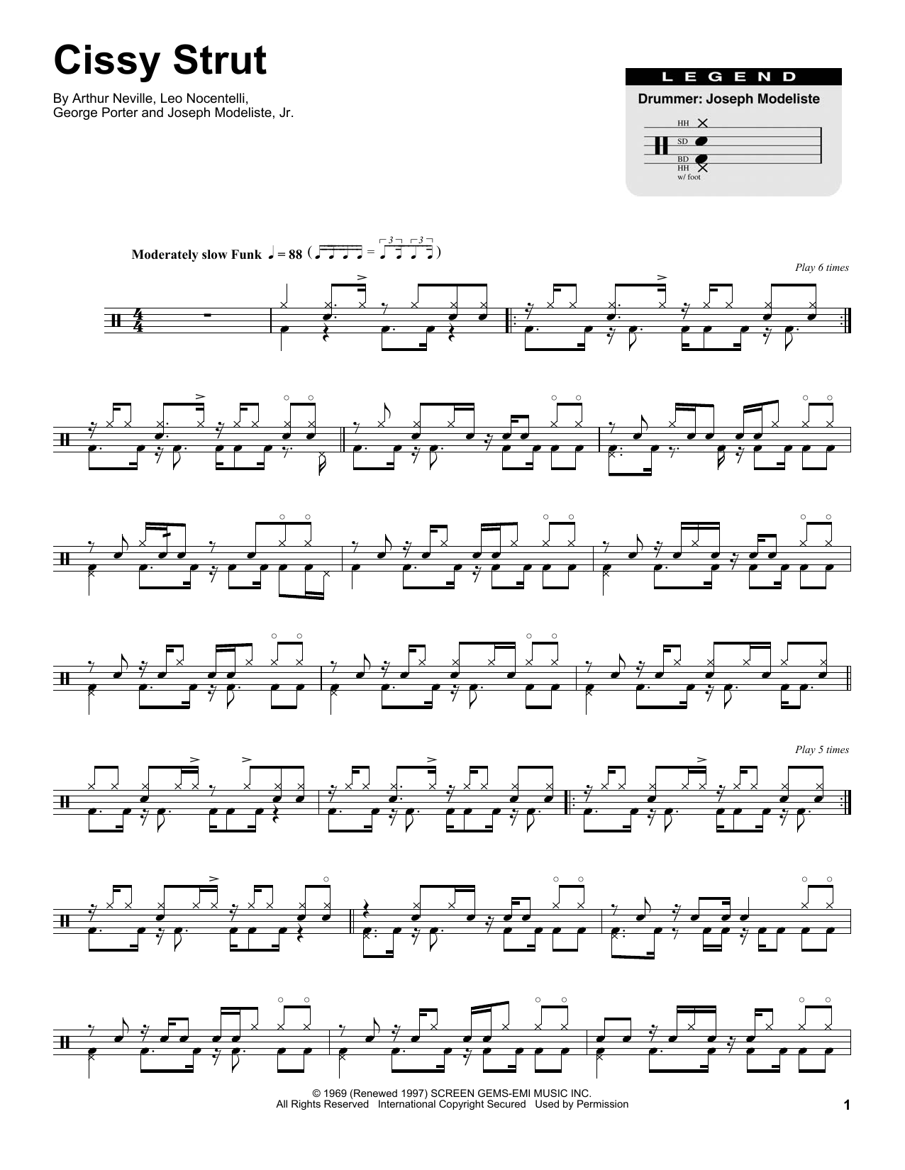 Download The Meters Cissy Strut Sheet Music