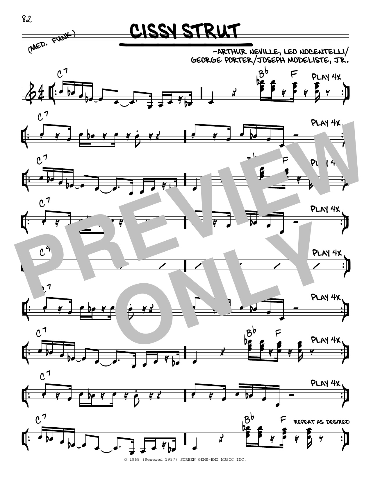 Download The Meters Cissy Strut Sheet Music