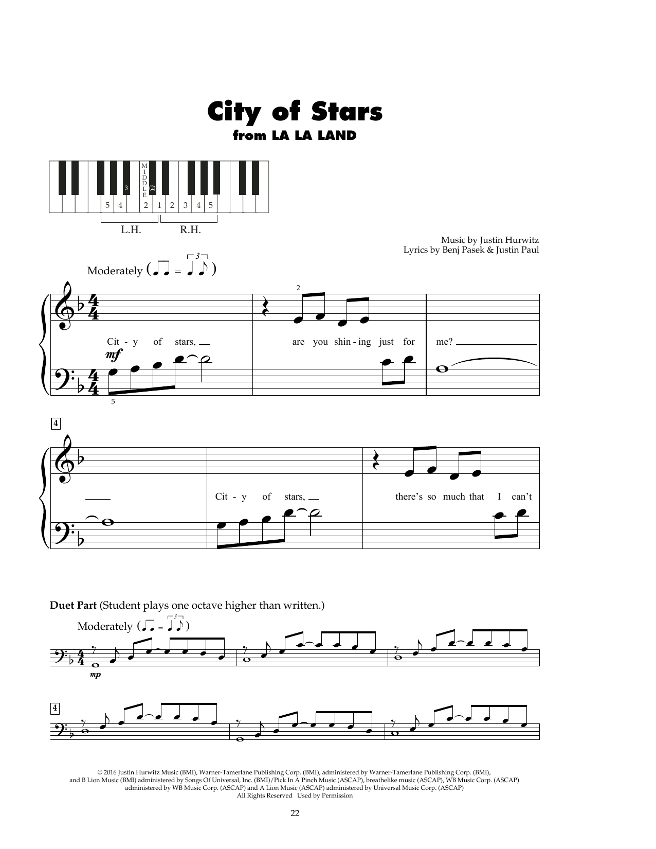 Download Justin Hurwitz City Of Stars (from La La Land) Sheet Music