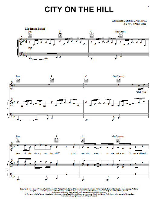 Download Casting Crowns City On The Hill Sheet Music