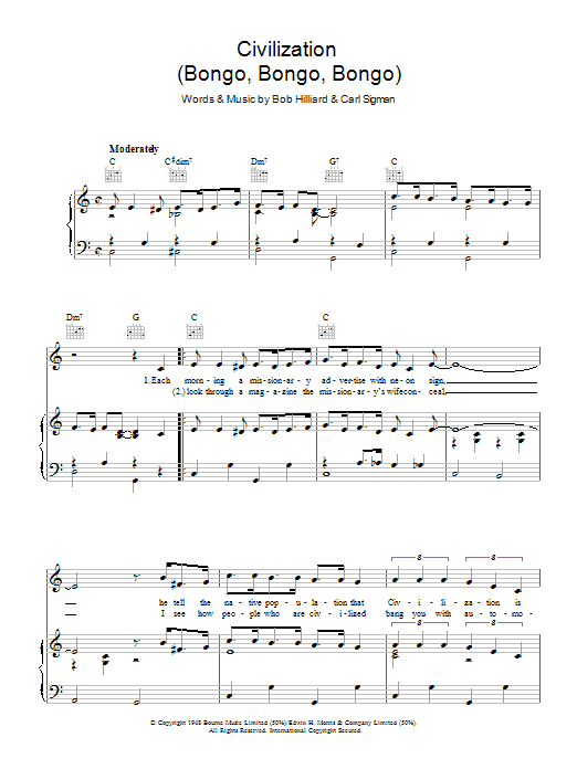 Download Andrews Sisters Civilization (Bongo Bongo Bongo) Sheet Music