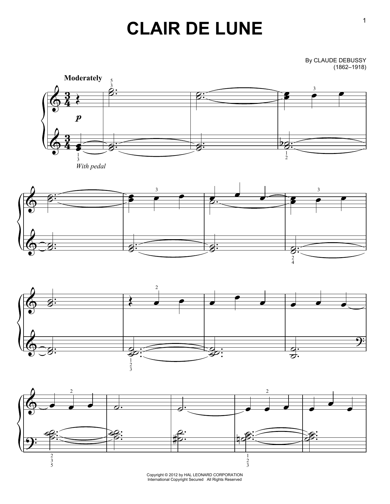 Download Claude Debussy Clair de Lune Sheet Music