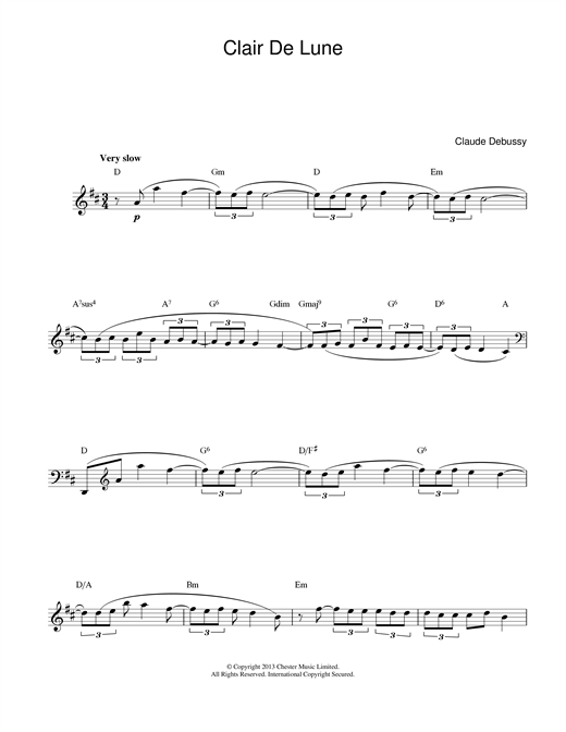 Claude Debussy Clair De Lune sheet music notes printable PDF score