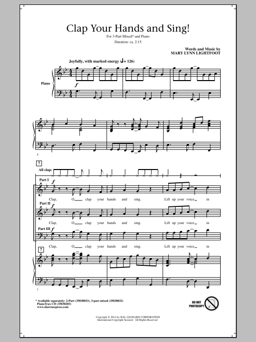 Download Mary Lynn Lightfoot Clap Your Hands And Sing! Sheet Music
