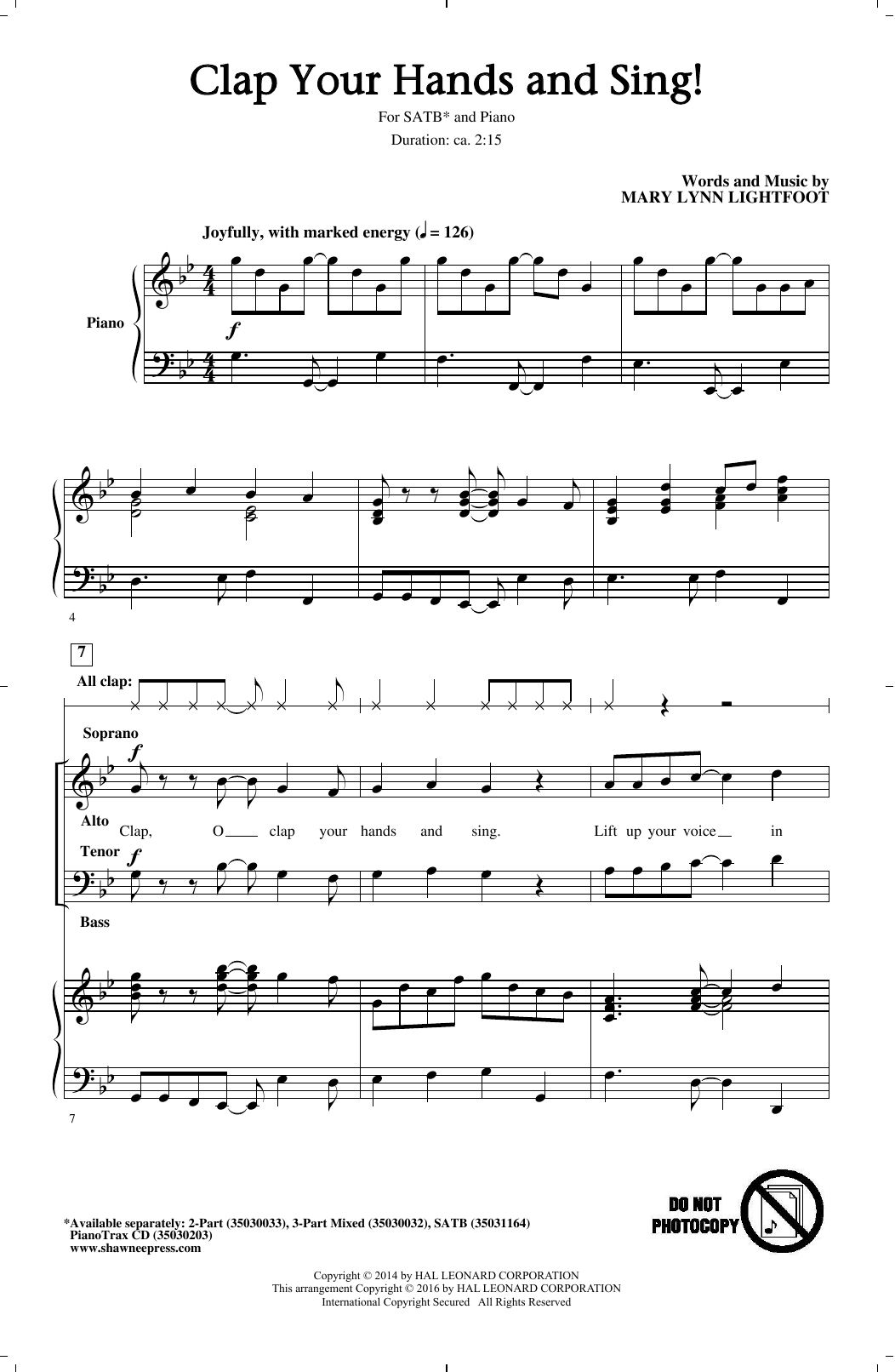 Download Mary Lynn Lightfoot Clap Your Hands And Sing! Sheet Music