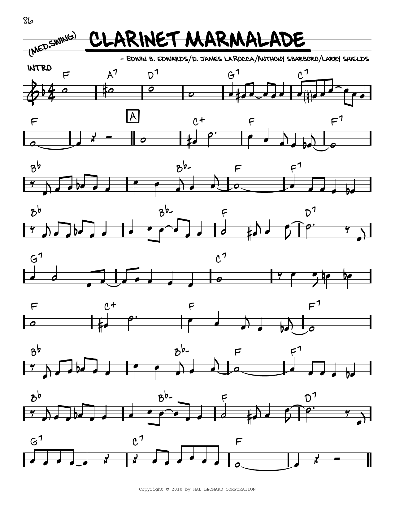 Download The Original Dixieland Jazz Band Clarinet Marmalade (arr. Robert Rawlins Sheet Music