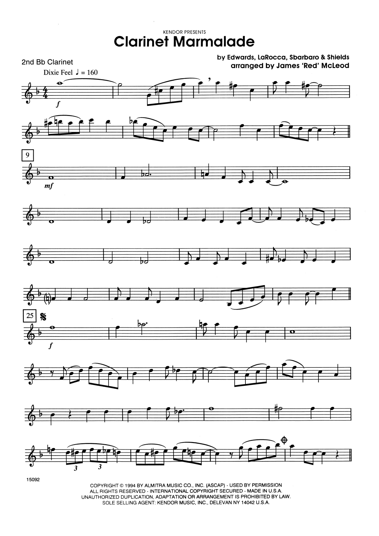 Download James 'Red' McLoud Clarinet Marmalade - 2nd Bb Clarinet Sheet Music