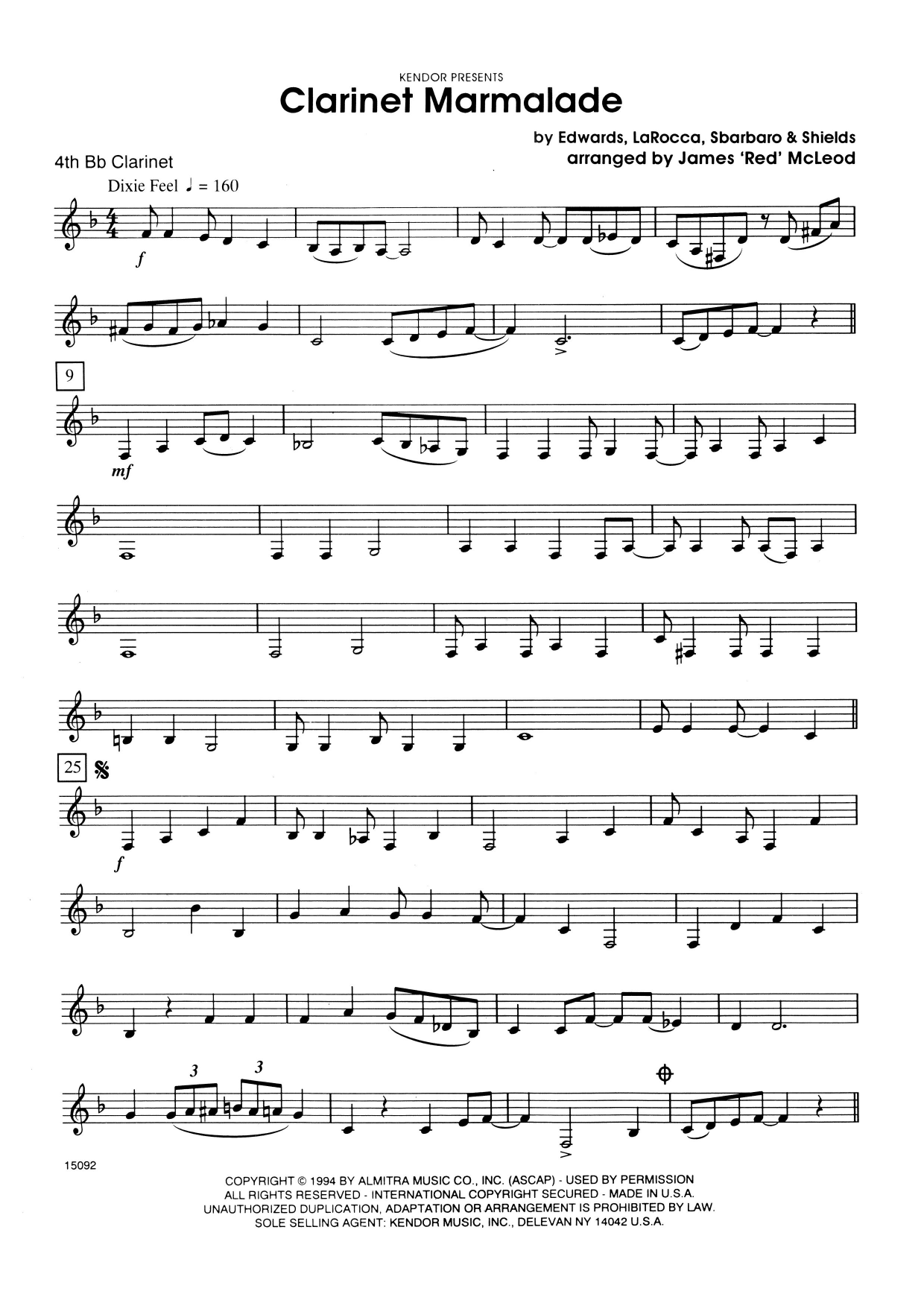 Download James 'Red' McLoud Clarinet Marmalade - 4th Bb Clarinet Sheet Music