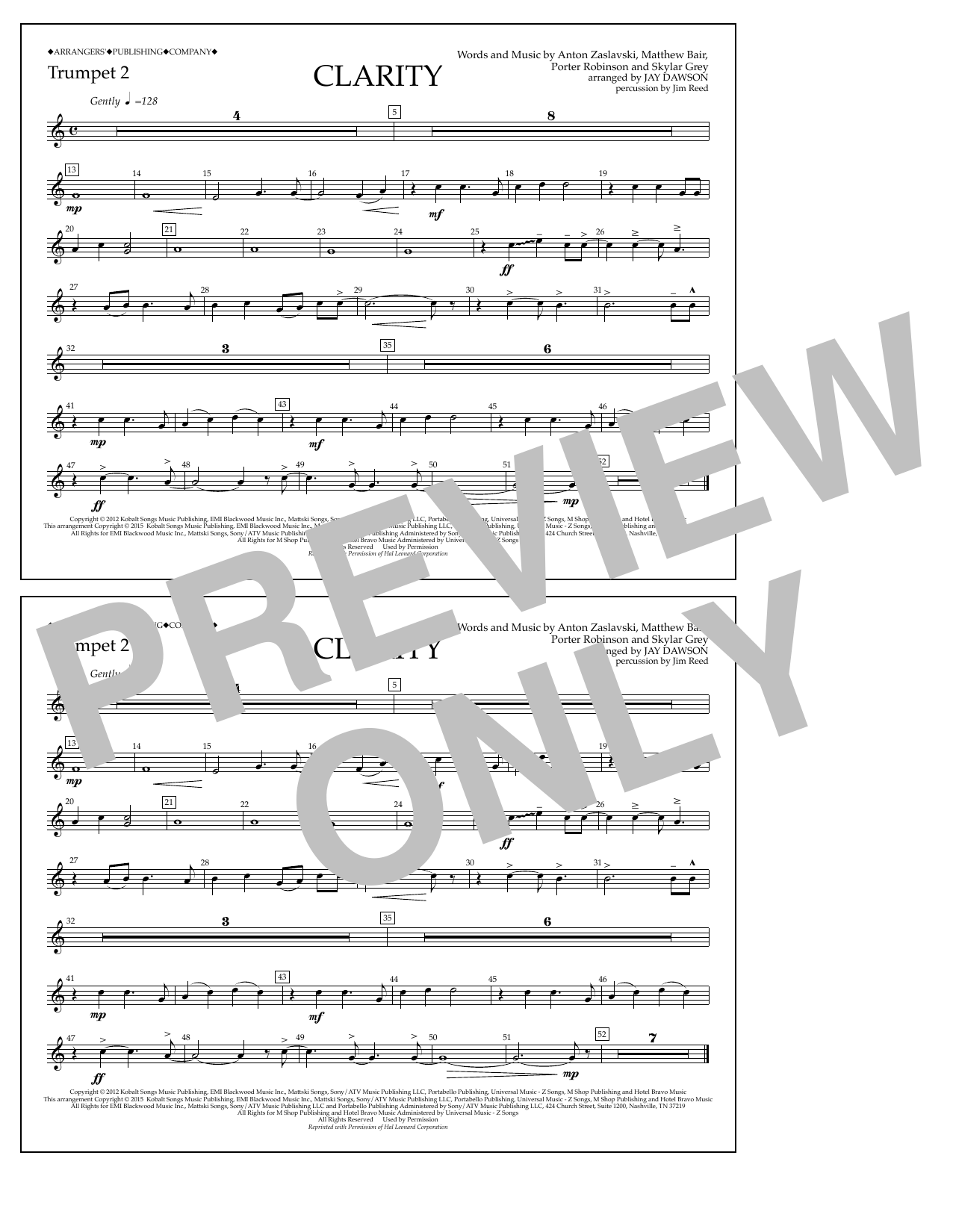 Download Jay Dawson Clarity - Trumpet 2 Sheet Music