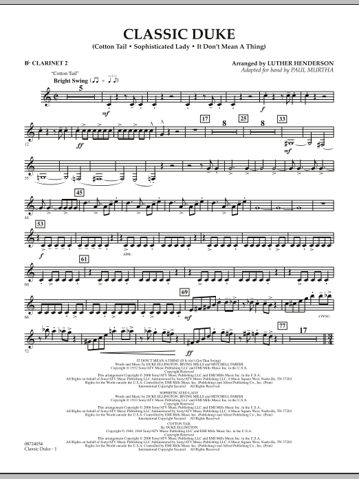 Download Paul Murtha Classic Duke - Bb Clarinet 2 Sheet Music