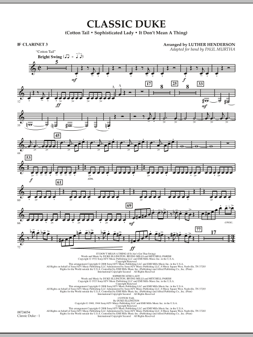 Download Paul Murtha Classic Duke - Bb Clarinet 3 Sheet Music