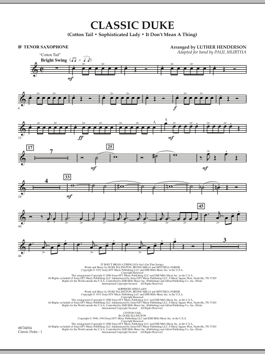 Download Paul Murtha Classic Duke - Bb Tenor Saxophone Sheet Music