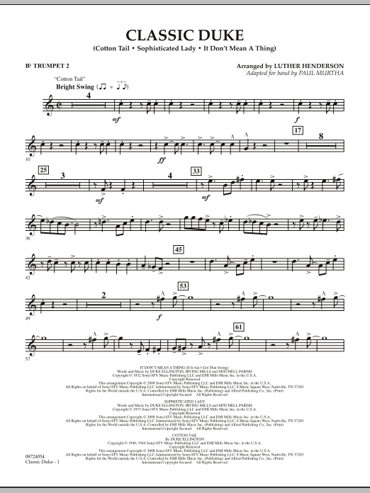Download Paul Murtha Classic Duke - Bb Trumpet 2 Sheet Music