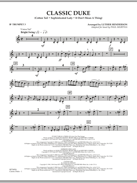 Download Paul Murtha Classic Duke - Bb Trumpet 3 Sheet Music
