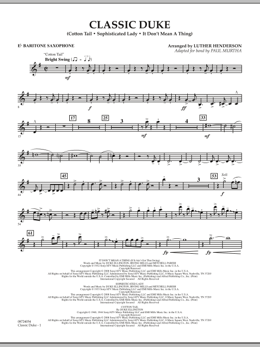 Download Paul Murtha Classic Duke - Eb Baritone Saxophone Sheet Music