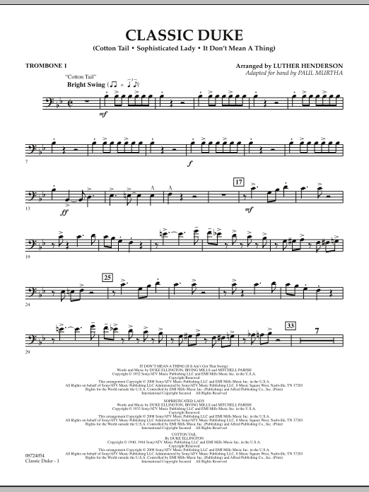 Download Paul Murtha Classic Duke - Trombone 1 Sheet Music
