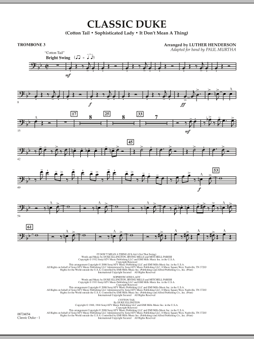 Download Paul Murtha Classic Duke - Trombone 3 Sheet Music