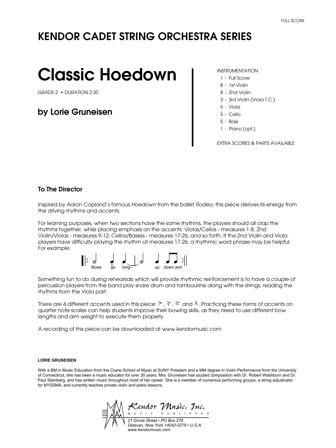 Download Lorie Gruneisen Classic Hoedown - Full Score Sheet Music
