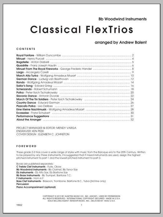 Download Balent Classical FlexTrios - Bb Woodwind Instr Sheet Music