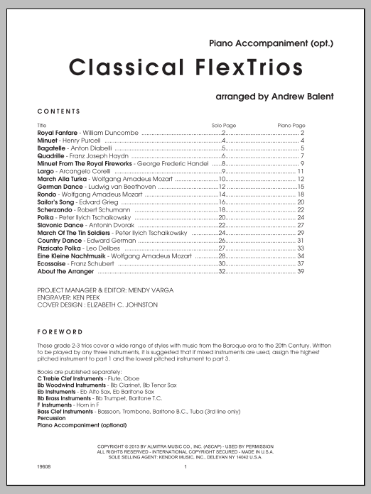 Download Balent Classical FlexTrios - Piano Accompanime Sheet Music