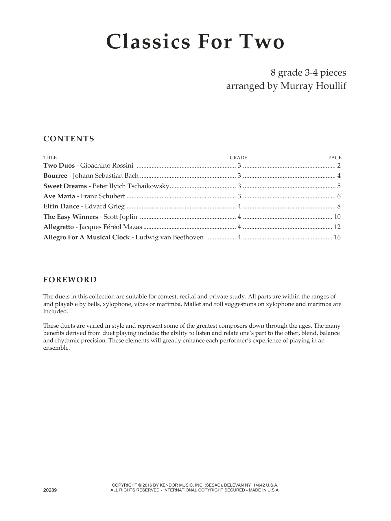 Download Murray Houllif Classics For Two Sheet Music