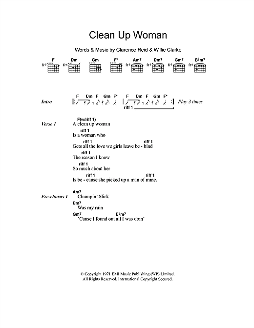 Download Betty Wright Clean Up Woman Sheet Music