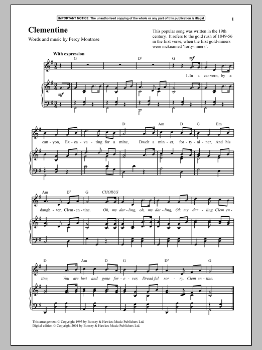 Download Percy Montrose Clementine Sheet Music