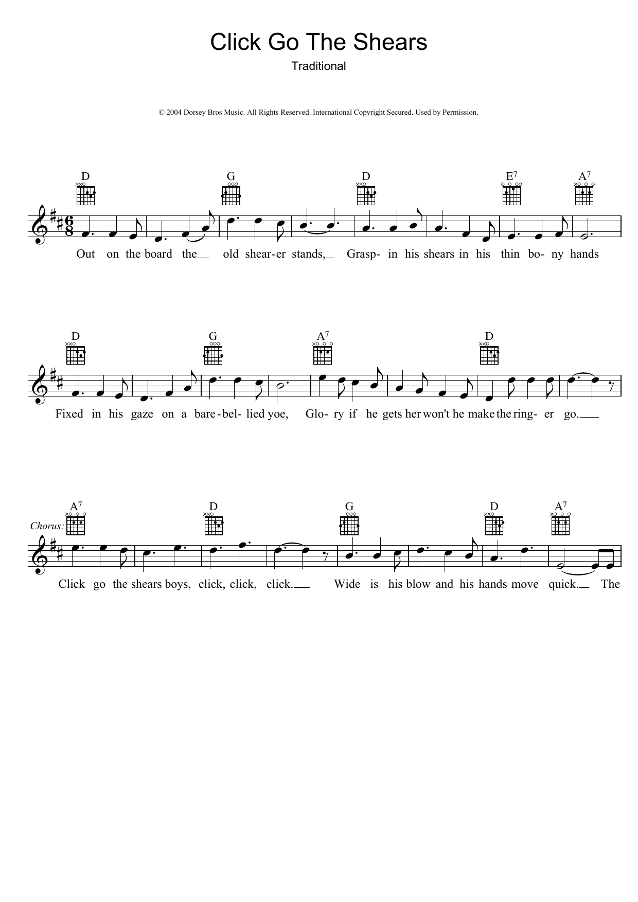 Download Traditional Click Go The Shears Sheet Music