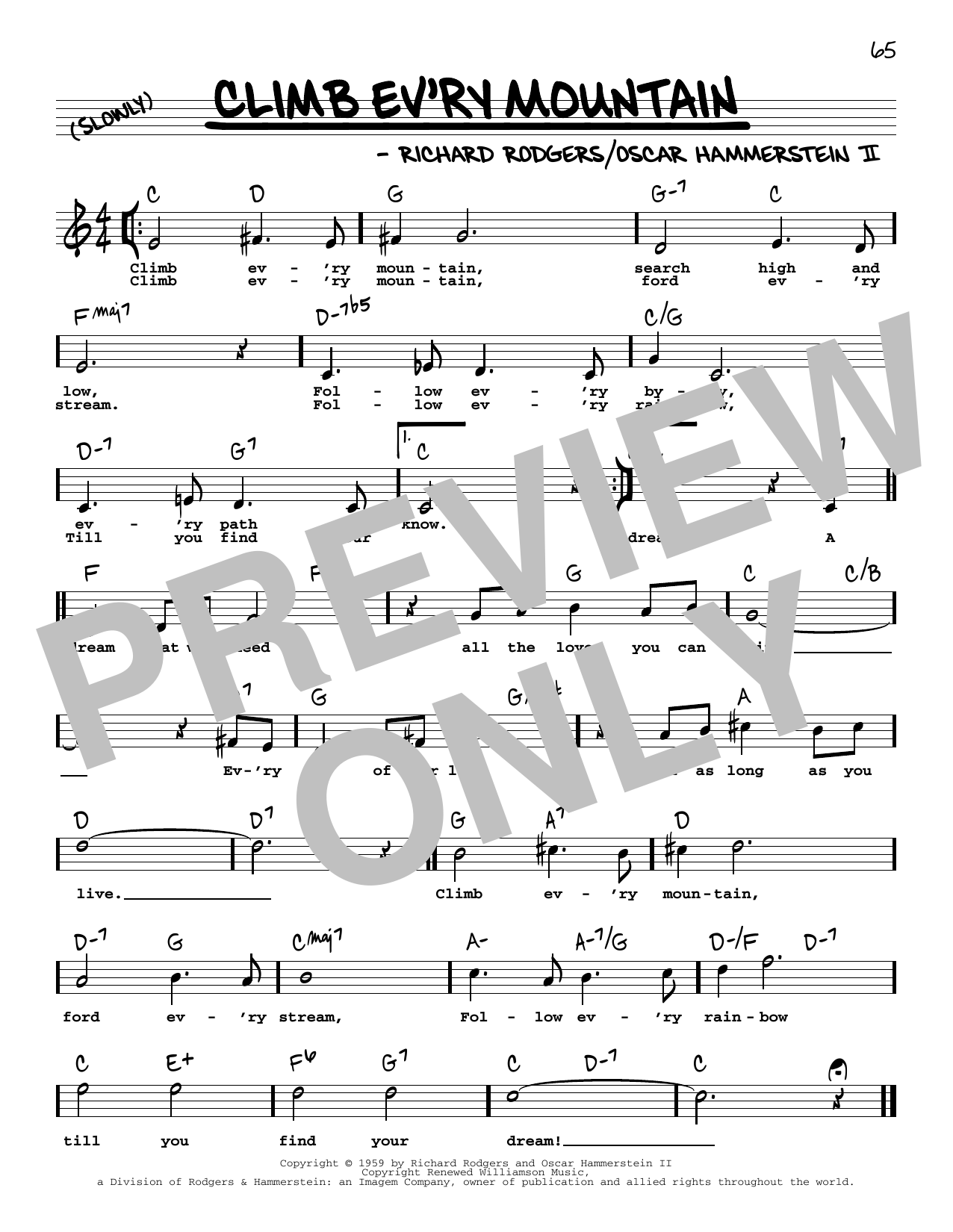 Download Rodgers & Hammerstein Climb Ev'ry Mountain (from The Sound Of Sheet Music