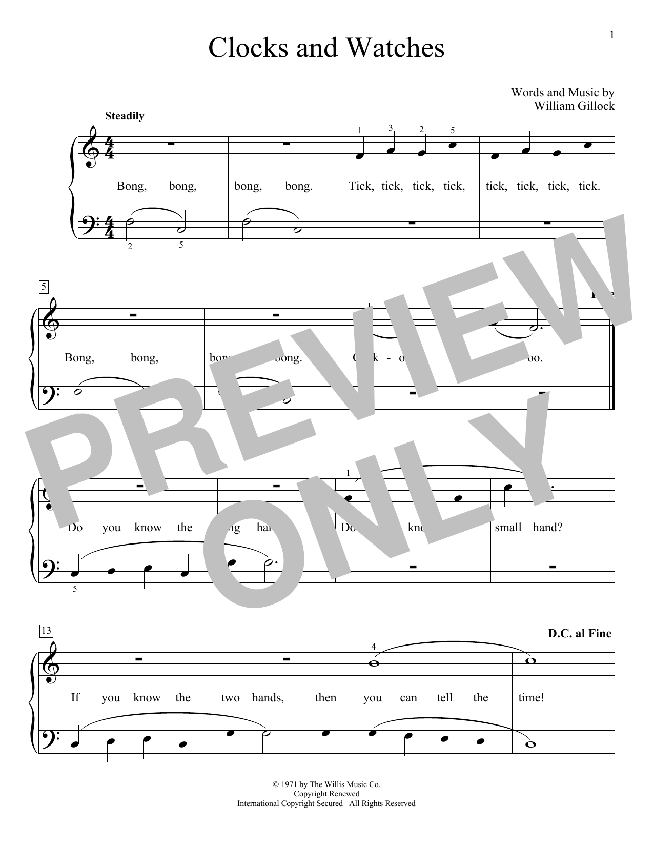 Download William Gillock Clocks And Watches Sheet Music