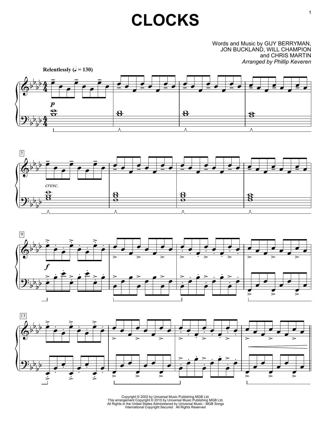 Download Coldplay Clocks [Classical version] (arr. Philli Sheet Music