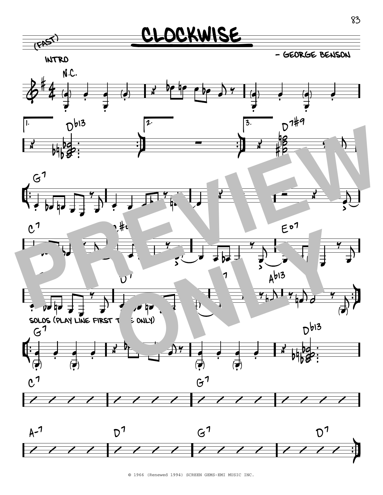 Download George Benson Clockwise Sheet Music